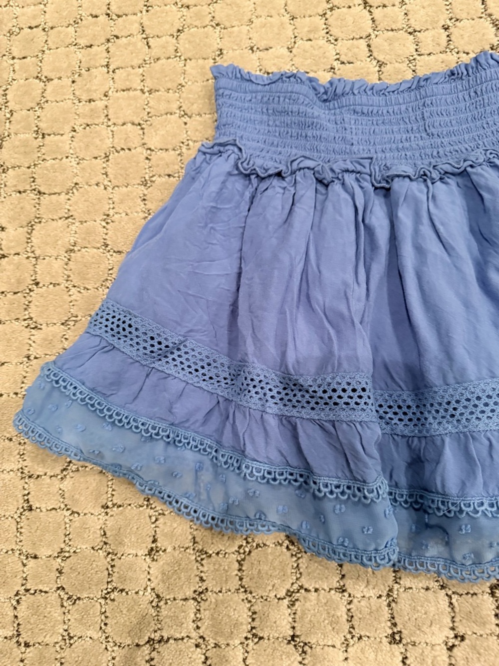 Katie J NYC Tween Blue Tiered Smocked Waist Skirt - Picture 7 of 13